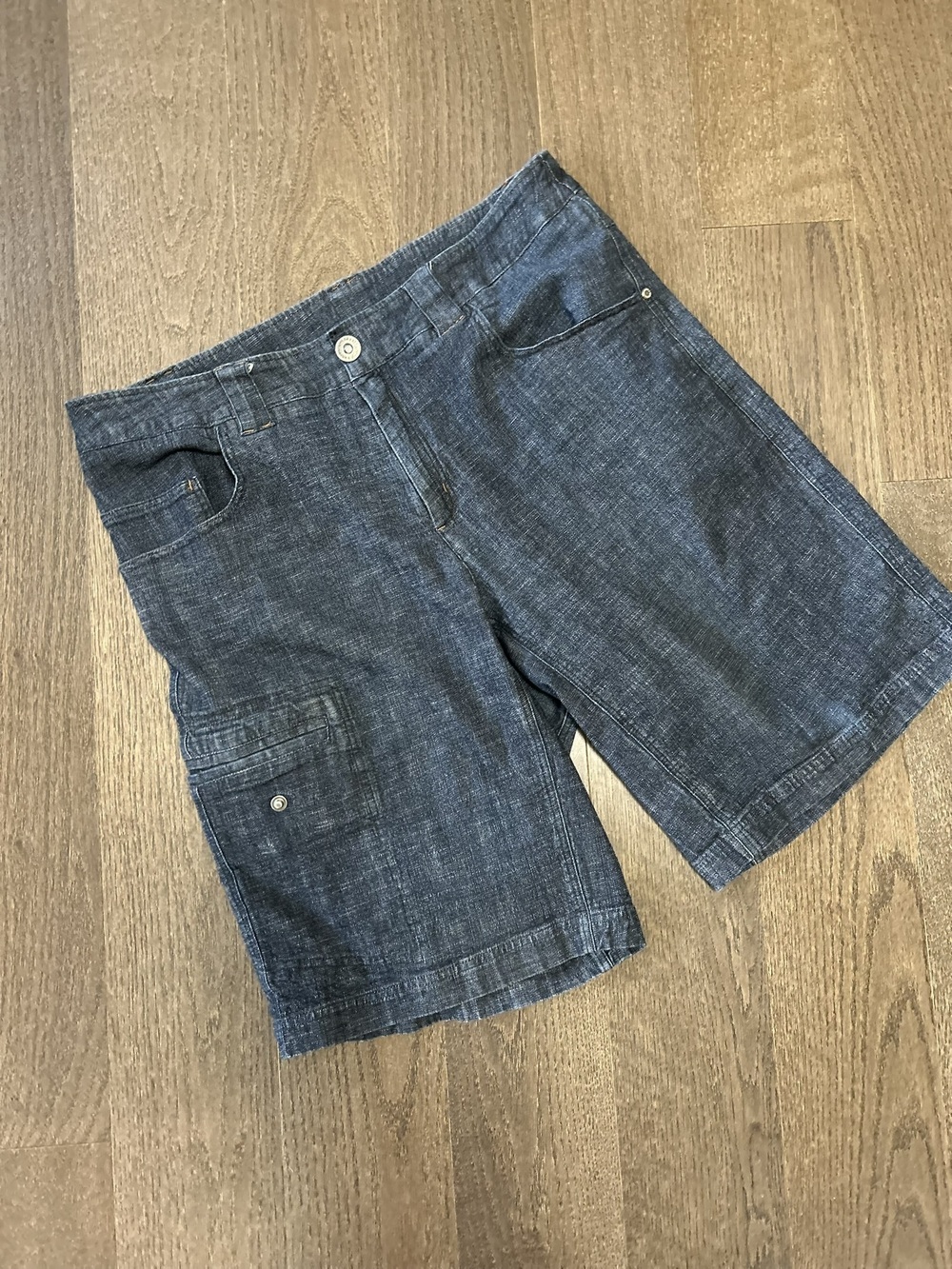 Chlorophylle Men's Mundo Bermuda Denim Cargo Shorts Size 36 Dark Wash Blue